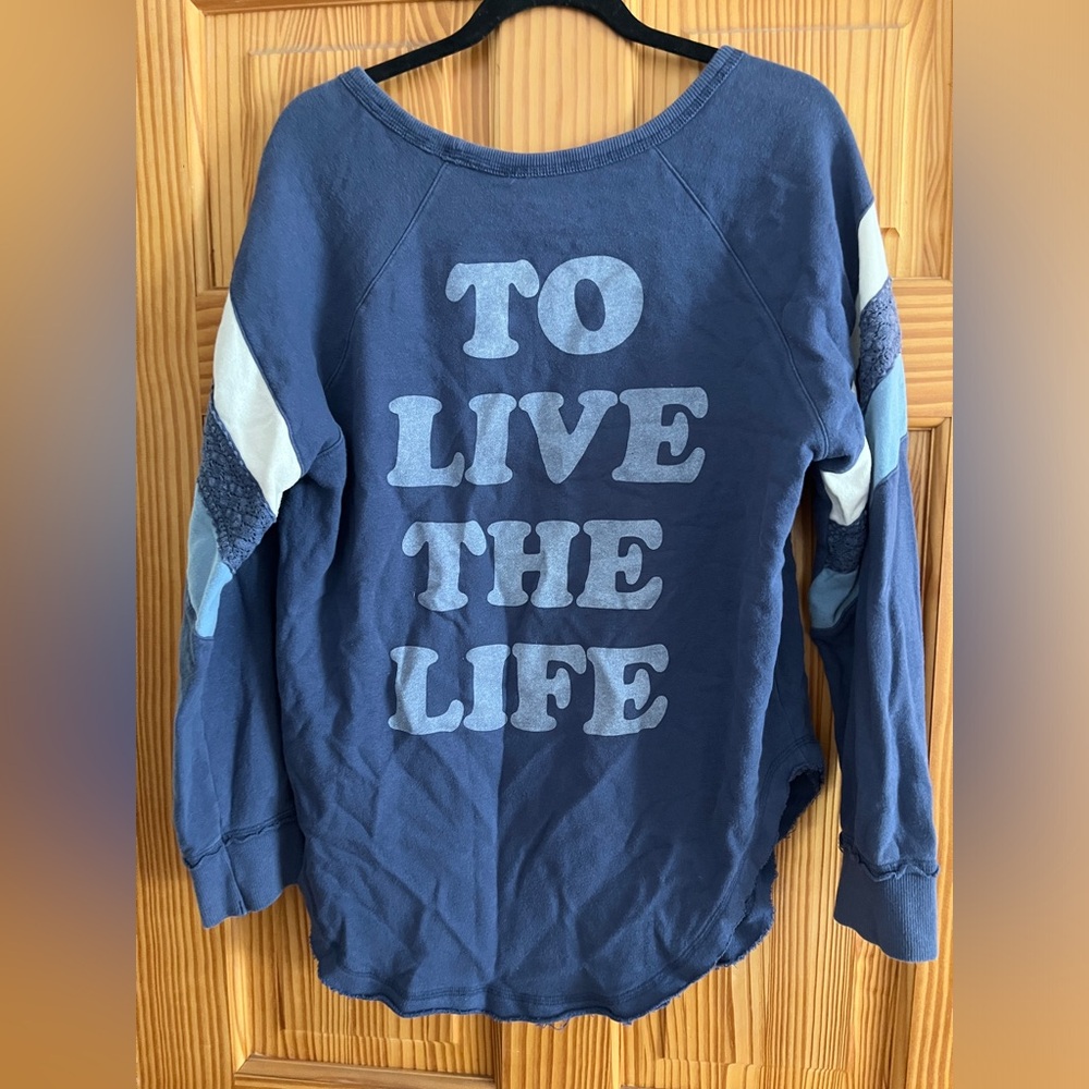 Free People Oversized Sweatshirt with sleeve Detail. Lettering on Back